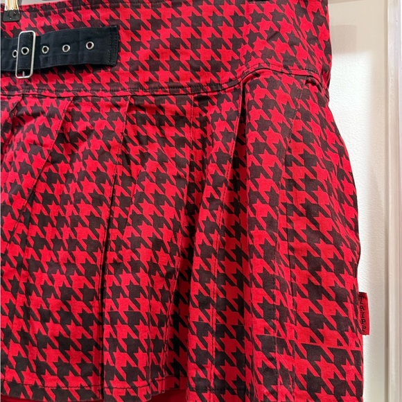 Tripp NYC by Daang Goodman Houndstooth Pleated Skater Skirt Belt Detail Size 14 - Picture 3 of 13